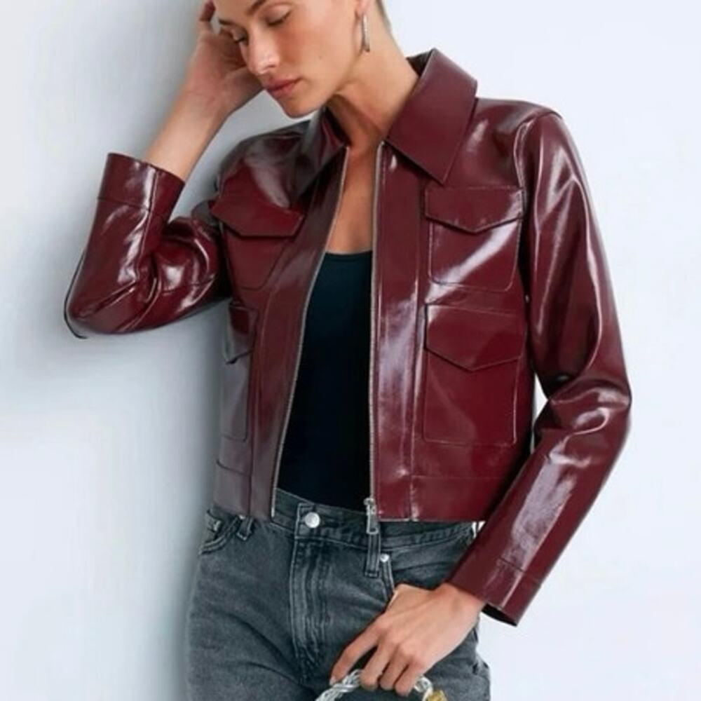 Ronny Kobo Patent Faux Leather Jacket Medium